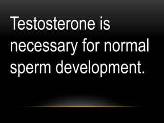 Testosterone is
necessary for normal
sperm development.
 