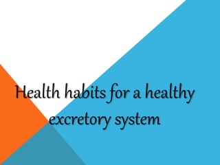 Health habits for a healthy
excretory system
 