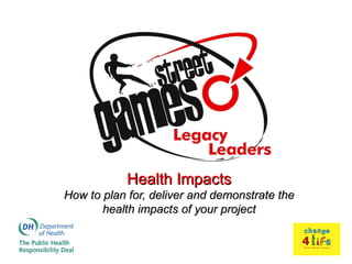 Health Impacts
How to plan for, deliver and demonstrate the
       health impacts of your project
 