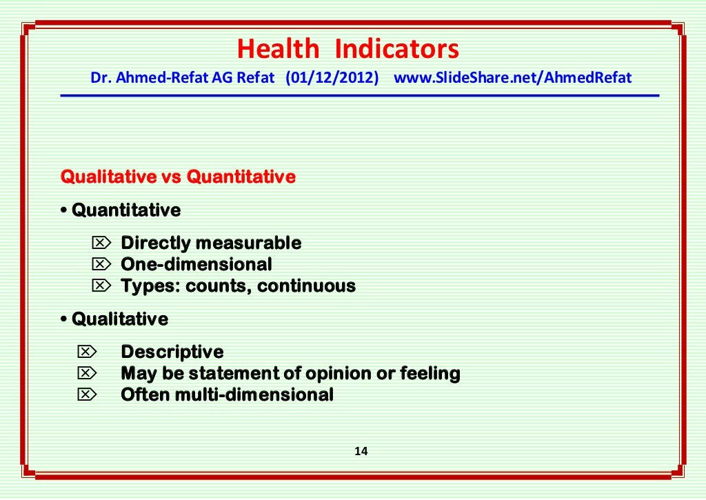 Health indicators an overview