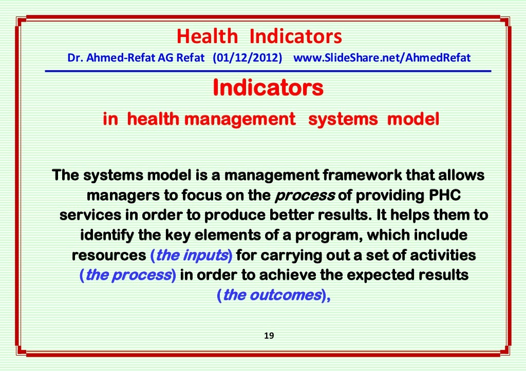 Health indicators an overview