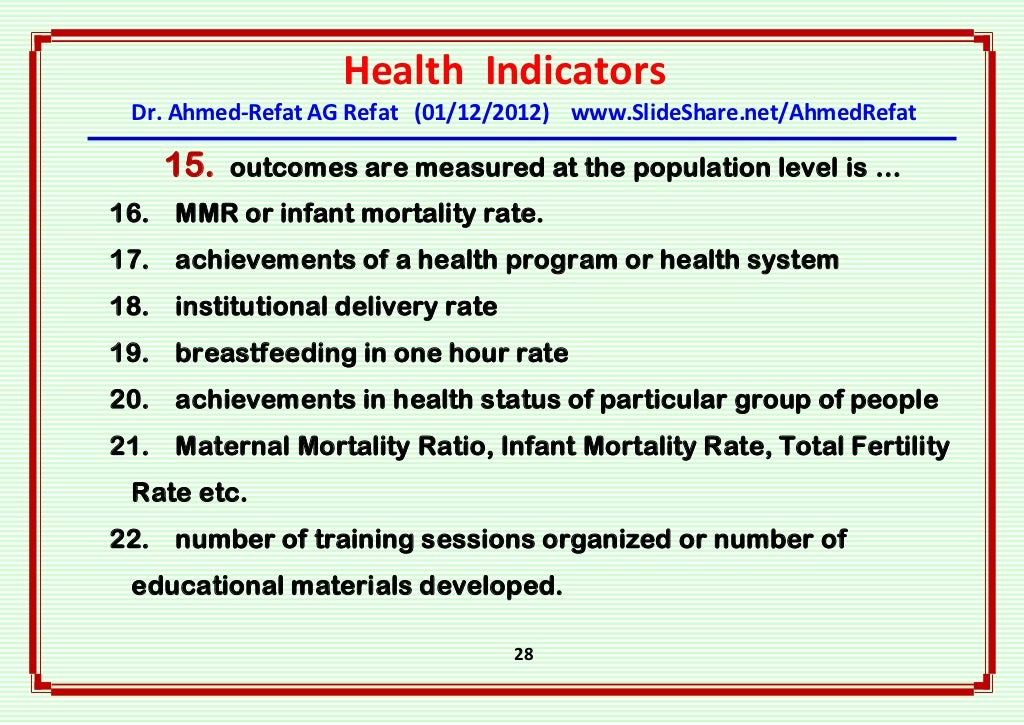 Health indicators an overview