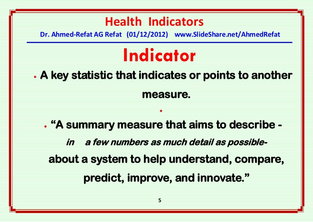 Health indicators an overview