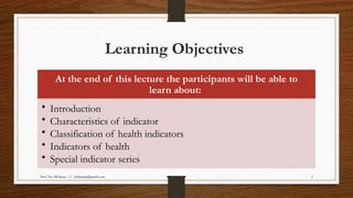 Comprehensive Overview of Health Indicators and Their Applications in ...
