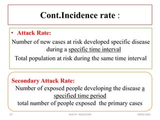 Health indicators lecture 2 | PPTX