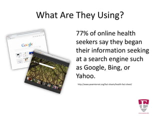 Health Literacy
"Studies show as many as half of all adults in all
socio-economic levels struggle with health
literacy, defined as the ability to read,
understand and act on spoken and written
health information from medical professionals.”
Wall Street Journal July 3, 2003
 