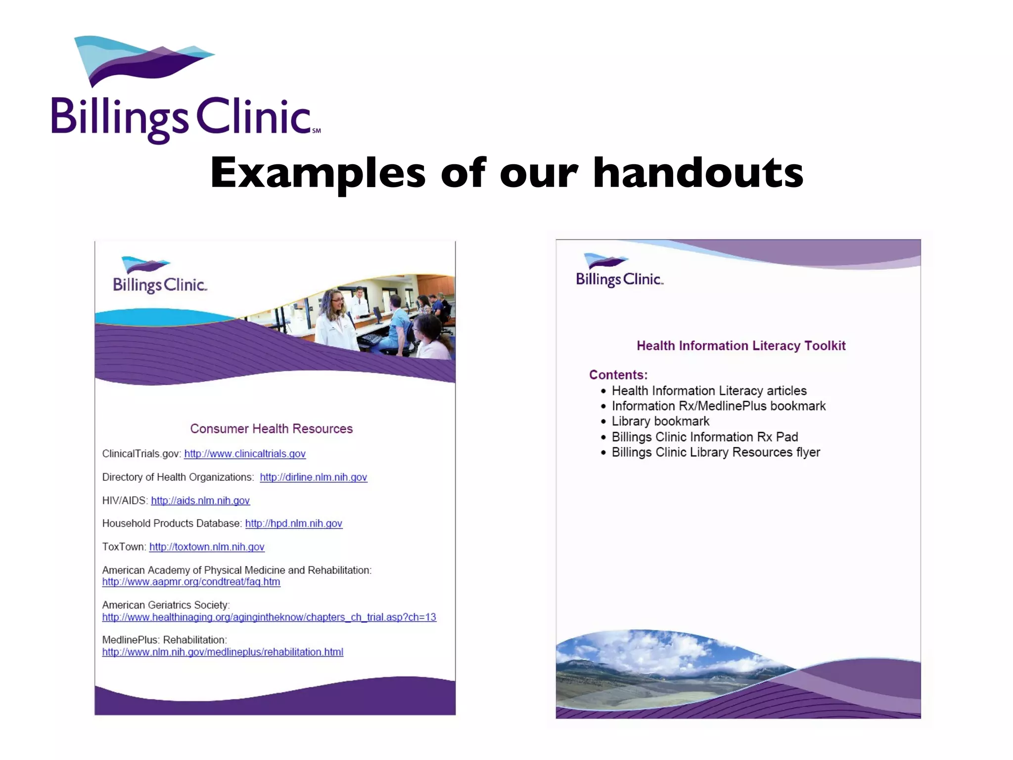 Examples of our handouts 