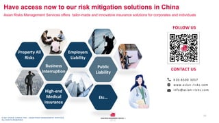 © 2021 DAXUE CONSULTING – ASIAN RISKS MANAGEMENT SERVICES
ALL RIGHTS RESERVED
Have access now to our risk mitigation solut...