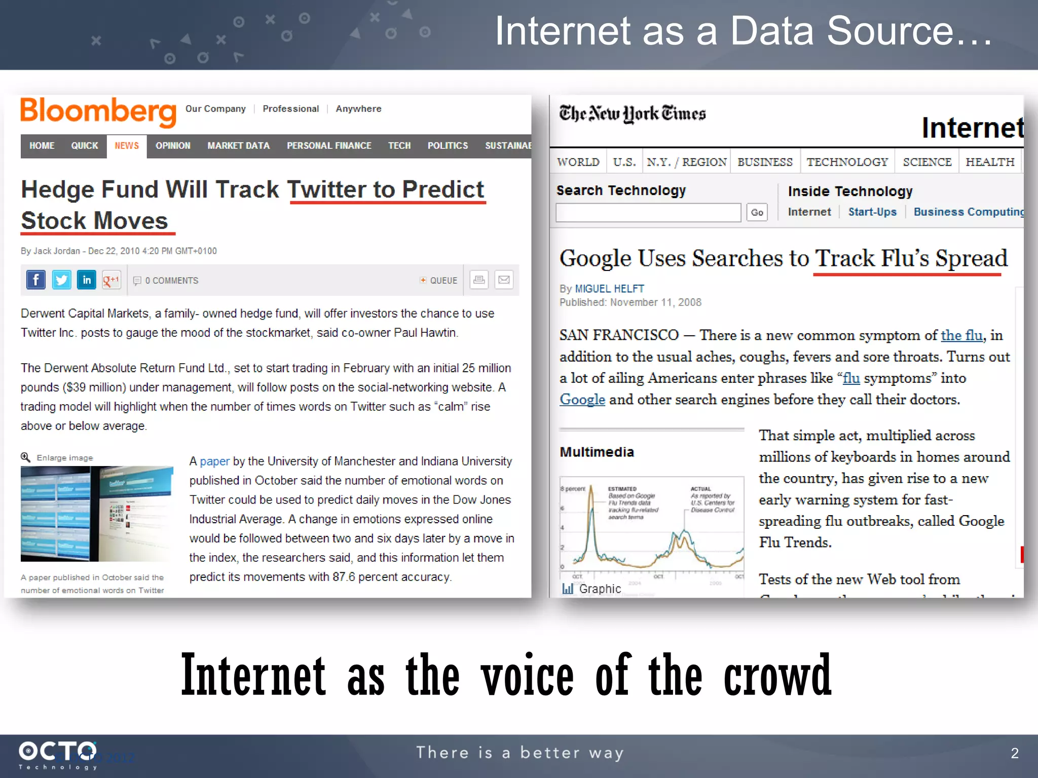 Internet as a Data Source…




              Internet as the voice of the crowd
© OCTO 2012                                                2
 