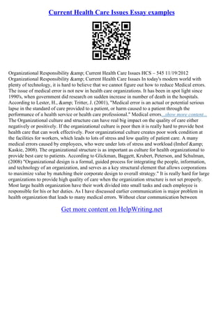 Health Issues Essay | PDF
