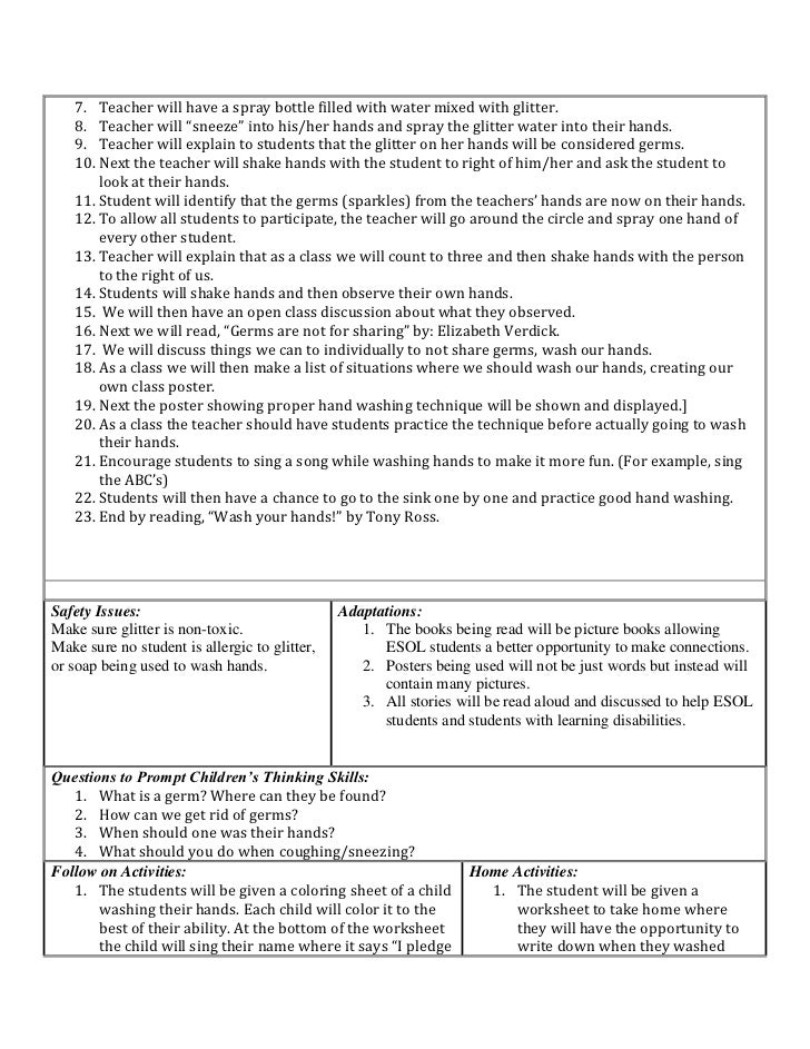 Hand washing teaching plan