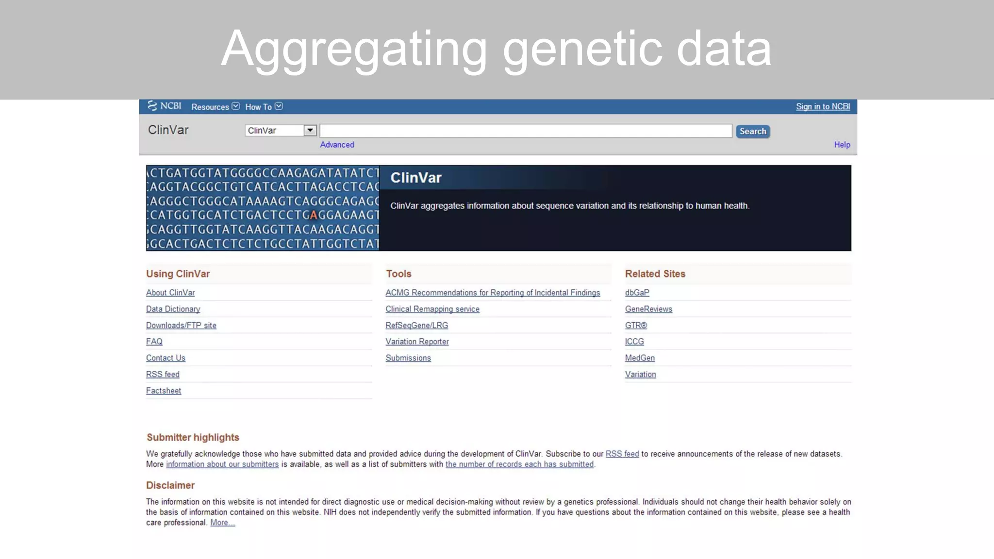 Aggregating genetic data
 