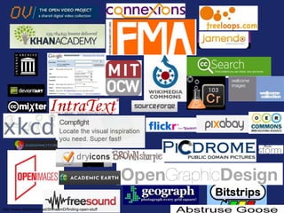 http://www.slideshare.net/ShihaamD/finding-open-stuff
 