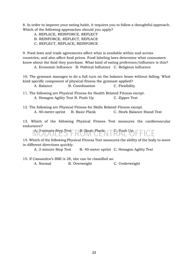 Health Optimizing P E Week1 Pdf Fitness And Exercise Healthy Living