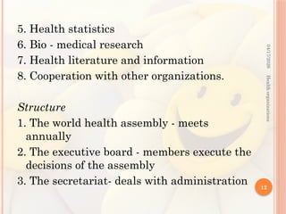 Comprehensive Overview of Global Health Organizations and Their Roles ...