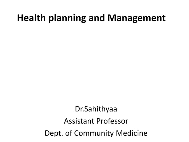 Health Planning And Management