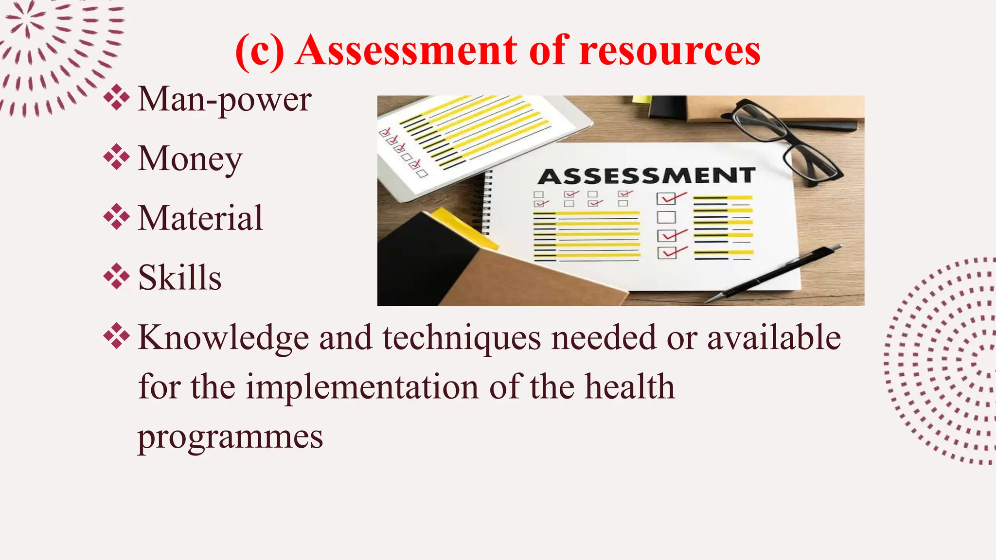 Health planning steps and types of evaluation in community health ...