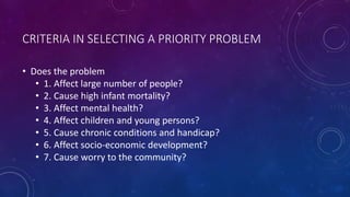 Priority Problem Selection Model Health prog planning and implementation | PPTX