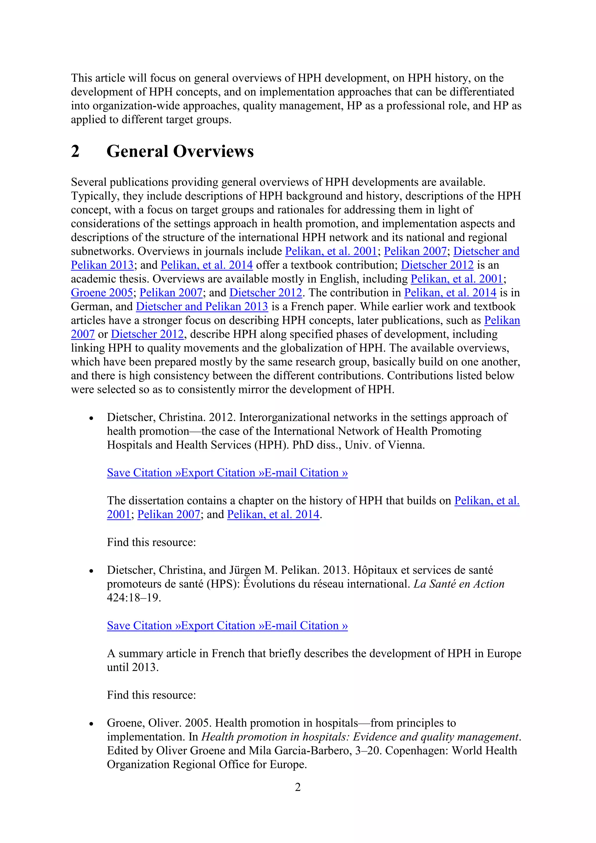 Hph Health promoting hospitals | PDF