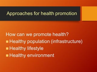 Health Promoting Infrastructure Health promotion | PDF