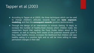 Tapper et al (2003
 According to Tapper et al (2003), the three techniques which can be used
to change children’s attitud...