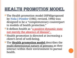 High Promotion Model powerpoint presentation on HEALTH PROMOTION.pptx