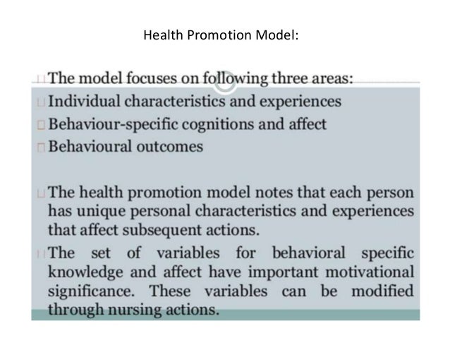 beattie model of health promotion Compare and contrast nursing and non-nursing health promotion theories as we explore theories of health promotion, we will look at models that contain. beattie model of health promotion Compare and contrast nursing and non-nursing health promotion theories as we explore theories of health promotion, we will look at models that contain.