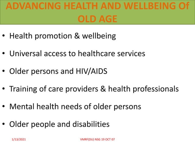 HEALTH PROMOTION IN OLDER ADULT | PPTX | Eldercare | Family and ...
