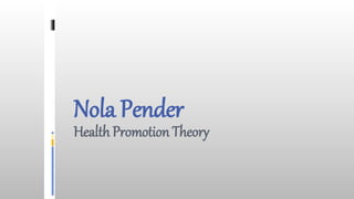 Nola Pender
Health Promotion Theory
 
