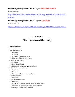 Health Psychology 10th Edition Taylor Solutions Manual