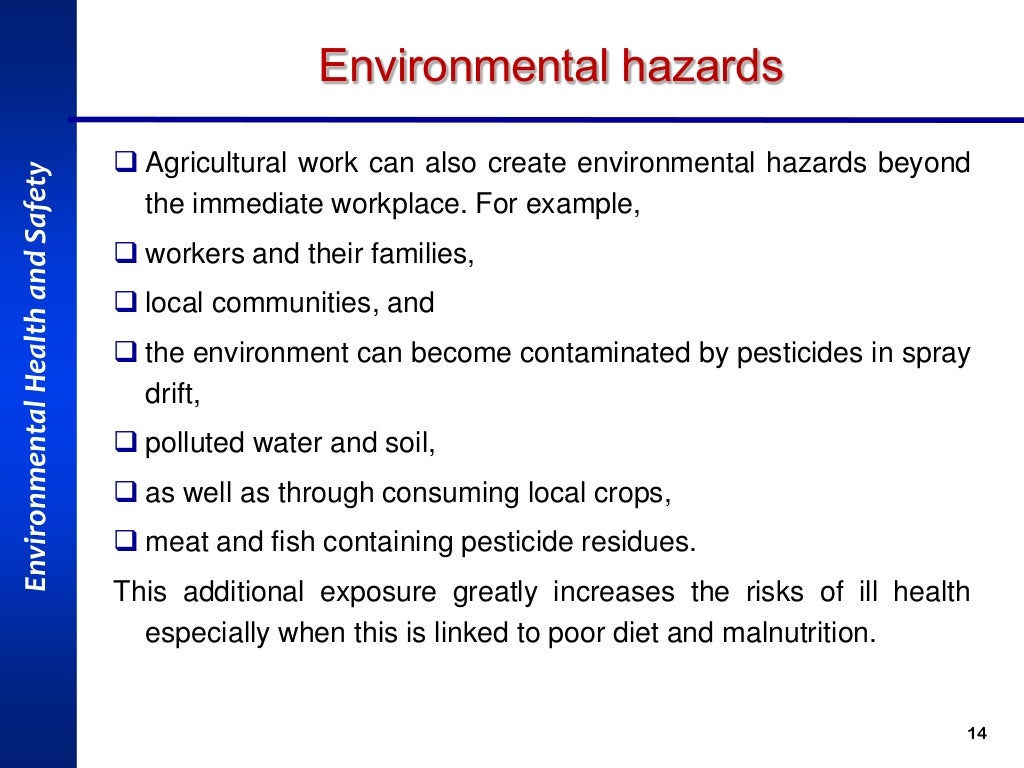 Health, safety and environmental hazards in Agriculture Sector