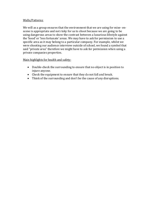 Health & safety disclaimer