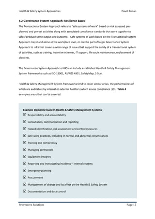 Safety System Approach Examples Health & Safety System Approaches | PDF