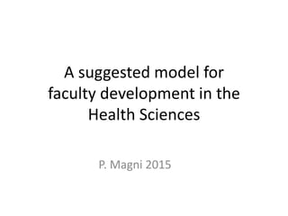 A suggested model for
faculty development in the
Health Sciences
P. Magni 2015
 