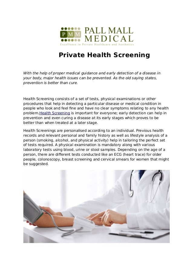 Private Health screening Pall Mall Medical