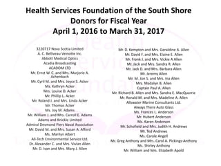 Health Services Foundation: 2016-2017 Donors | PPT