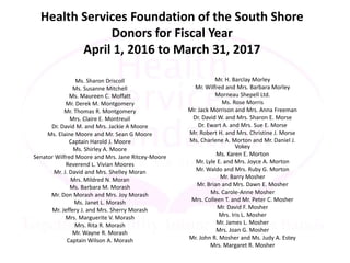 Health Services Foundation: 2016-2017 Donors | PPT