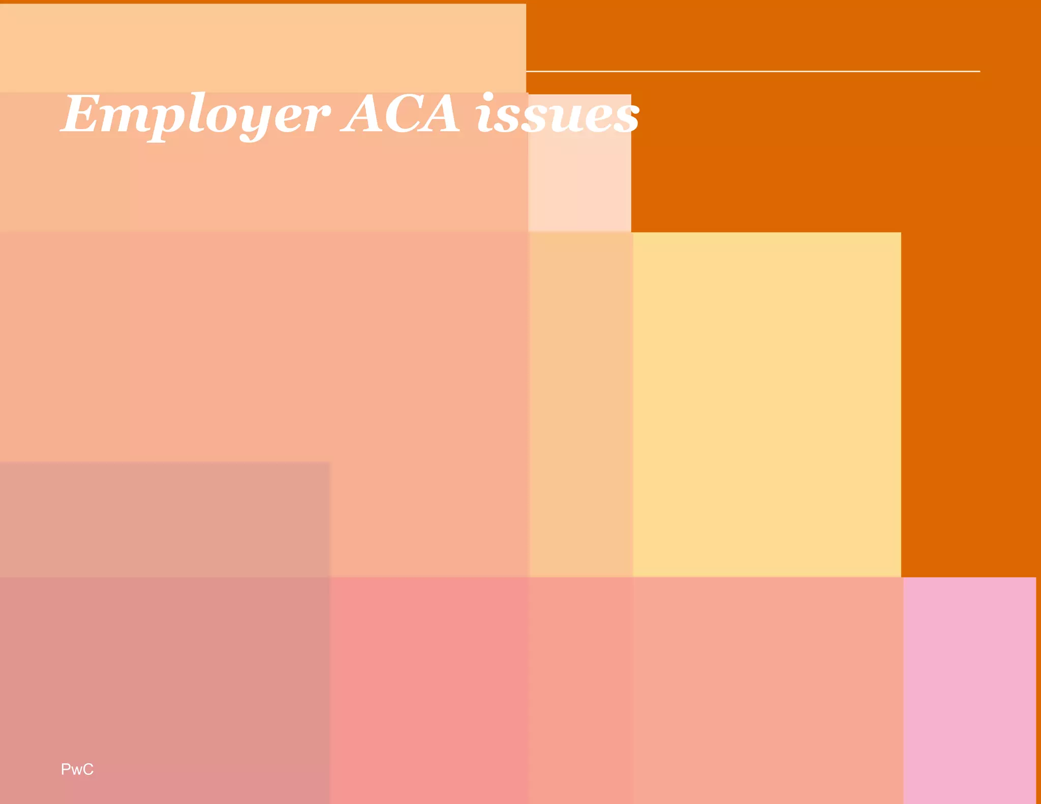 PwCPwC
Employer ACA issues
PwC
 