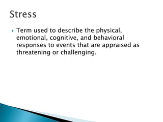Report about Health Stress and Coping