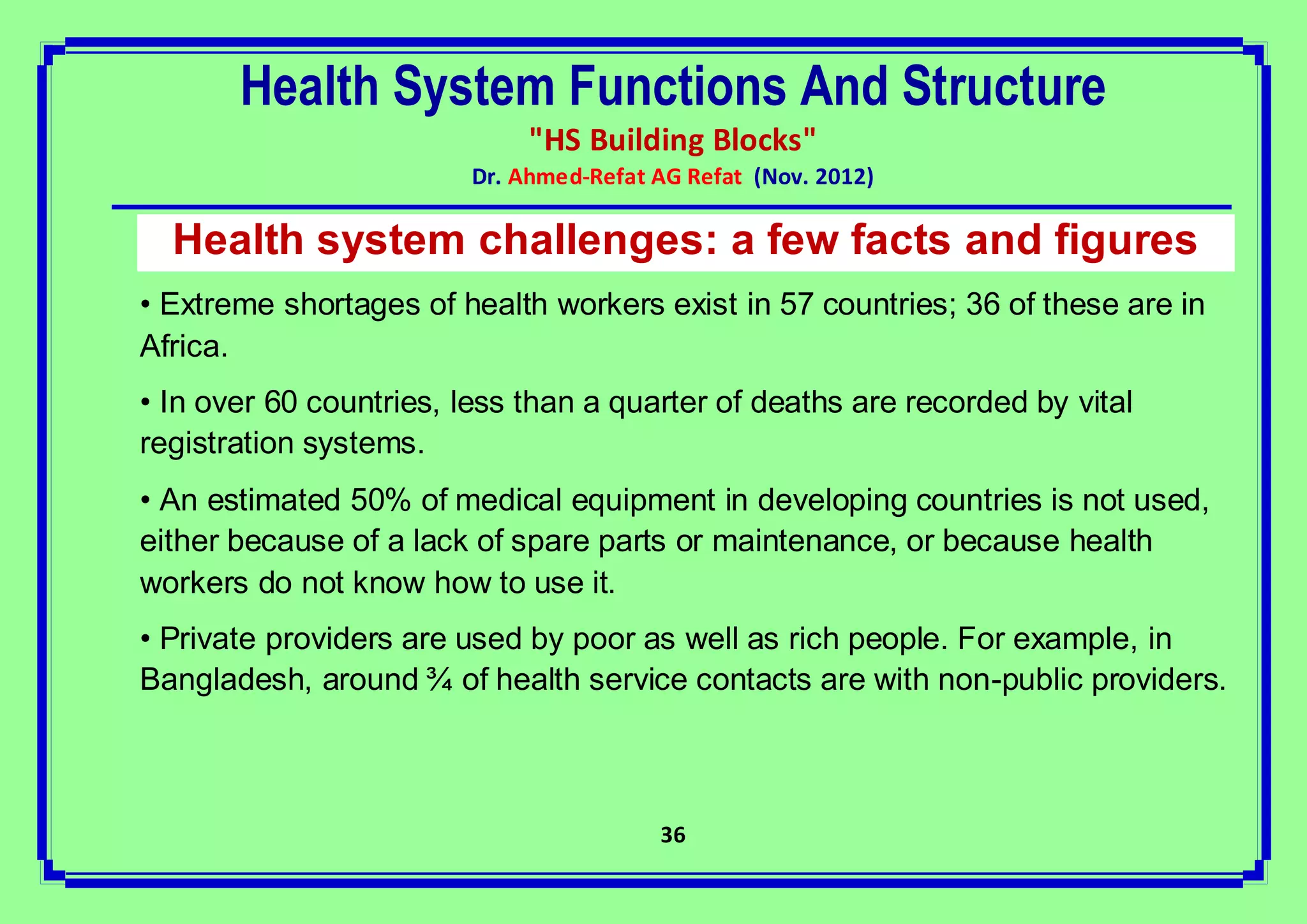 Health system functions and structure | PDF