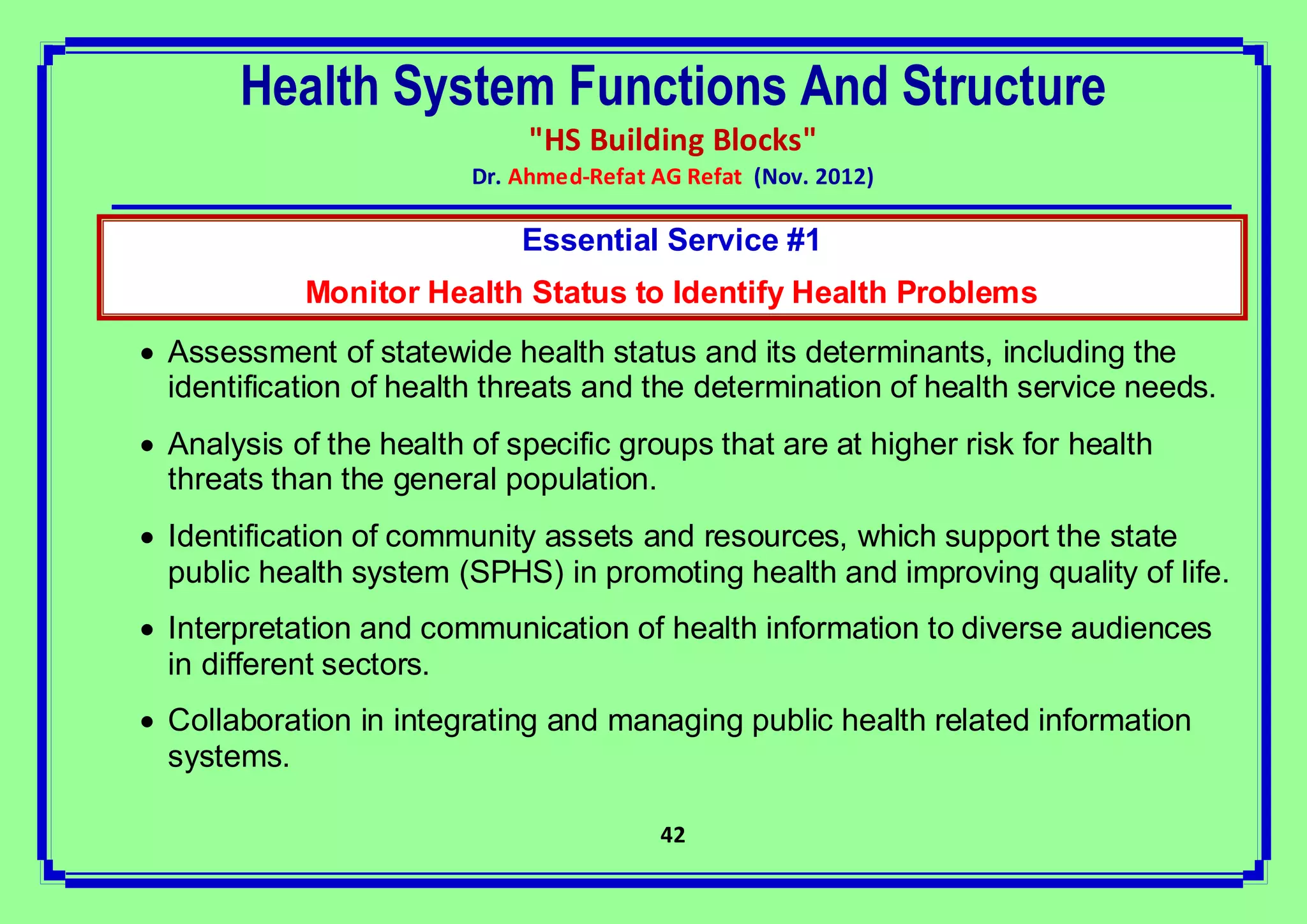 Health system functions and structure | PDF