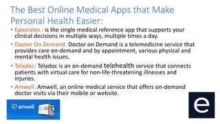 Health web sites and different health apps 31.12.2020