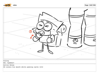 Dialog
KO: *yawwnn*
Action Notes
KO covers his mouth while yawning cycle 1212
okko Page 240/306
 