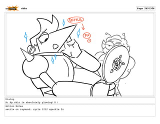 Dialog
R: My skin is absolutely glowing!!!!
Action Notes
settle on raymond. cycle 1212 sparkle fx
okko Page 249/306
 