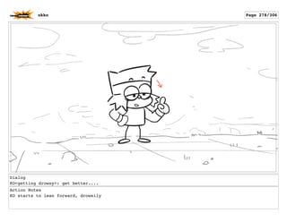 Dialog
KO<getting drowsy>: get better....
Action Notes
KO starts to lean forward, drowsily
okko Page 278/306
 