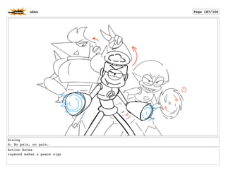 Dialog
R: No pain, no gain.
Action Notes
raymond makes a peace sign
okko Page 187/306
 