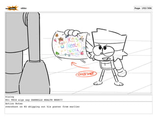 Dialog
KO: THIS sign say DARRELLS HEALTH WEEK??
Action Notes
overshoot on KO whipping out his poster from earlier
okko Page 192/306
 