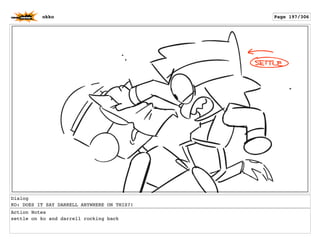Dialog
KO: DOES IT SAY DARRELL ANYWHERE ON THIS?!
Action Notes
settle on ko and darrell rocking back
okko Page 197/306
 