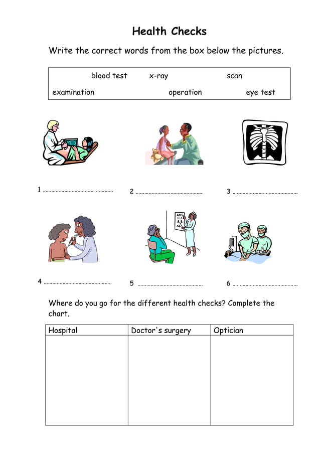 Health worksheets PDF