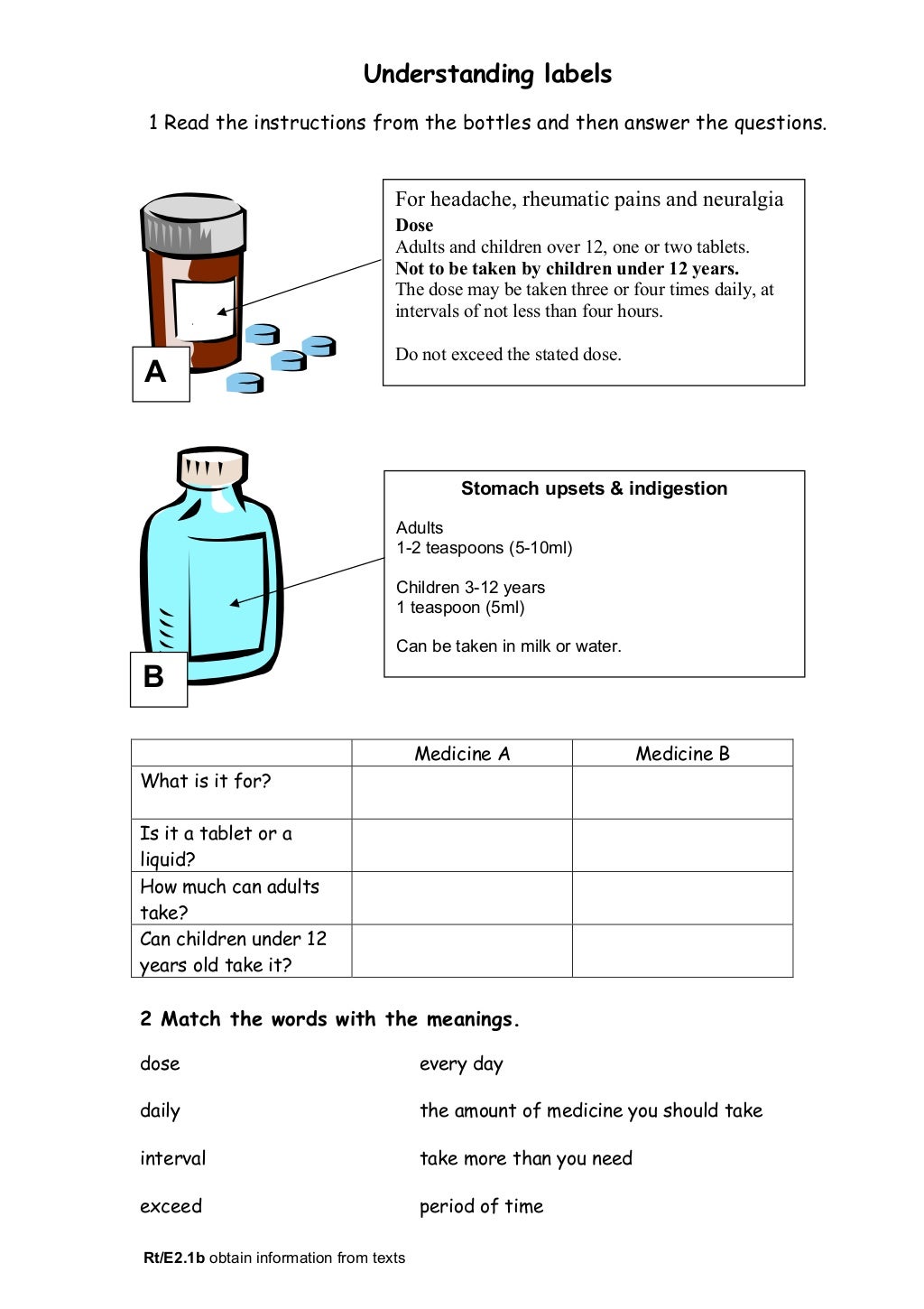 health education worksheets for adults
